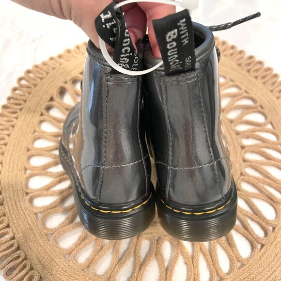 Dr Martens Toddler 1460 Metallic Lace Up Boots Grey Sparkle Size US 11 - Picture 6 of 8